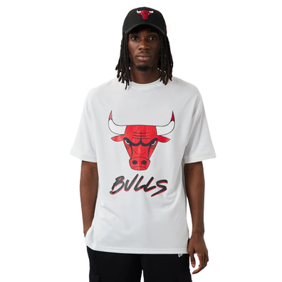 New Era NBA Chicago Bulls Logo Script Mesh Oversize Tee "White"