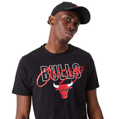 New Era NBA Chicago Bulls NBA Script Tee "Black"