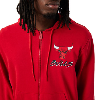 New Era NBA Chicago Bulls Script Logo FZ Hoodie "Red"