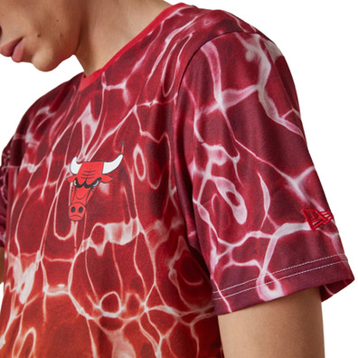 New Era NBA Chicago Bulls Team Colour Water Print T-Shirt