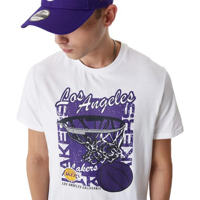 New Era NBA L.A Lakers Basketball Graphic T-Shirt "White "