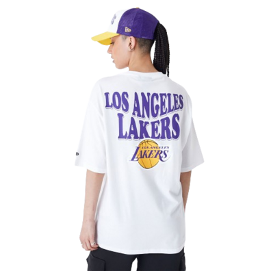 New Era NBA LA Lakers Script White Oversized T-Shirt