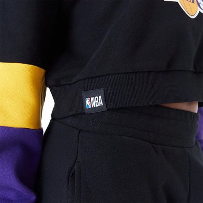 New Era NBA LA Lakers Womens Colour Block Crop Crew Neck Sweatshirt