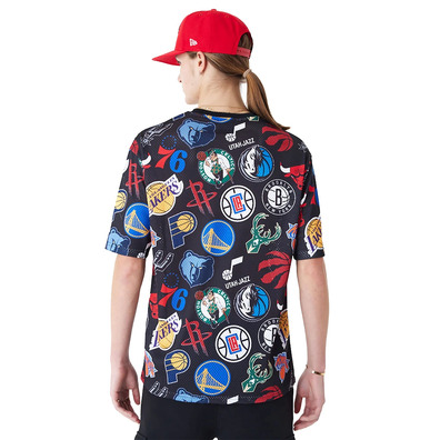 New Era NBA Logo Team All Over Print Mesh Oversized T-Shirt