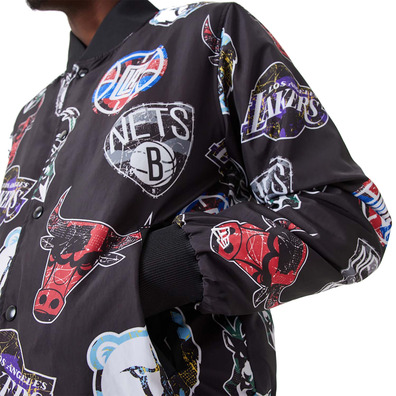 New Era NBA Team Logos All Over Print Bomber Jacket  "Black"