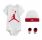 Jordan JHN Jumpman Infants Hat/ Bodysuit /Bootie Set 3pc (0-6M) "White-Gym Red"