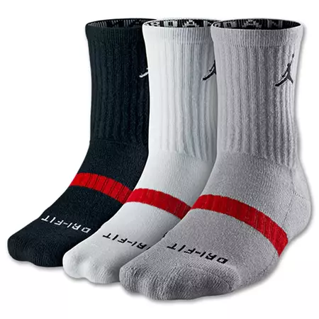 Jordan Calcetines Dri Fit Crew 3 Pares (901/negro/gris/blanco/rojo)