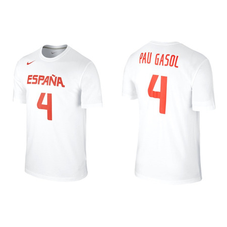 Camiseta Cubre Pau Gasol #4# España (100/blanco/rojo)