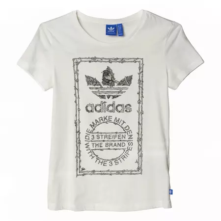 Adidas Originals Mujer Camiseta Tongue Label Bird (blanco)