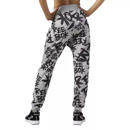 Reebok Dance Pantalón Mujer Printed Knit Drop Crotch (gris/negro)