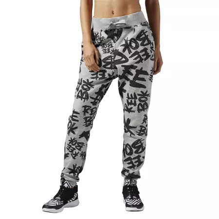 Reebok Dance Pantalón Mujer Printed Knit Drop Crotch (gris/negro)