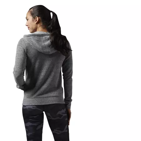 Reebok Mujer Sudadera Elements Big Logo Fitness Full-ZIp (gris)