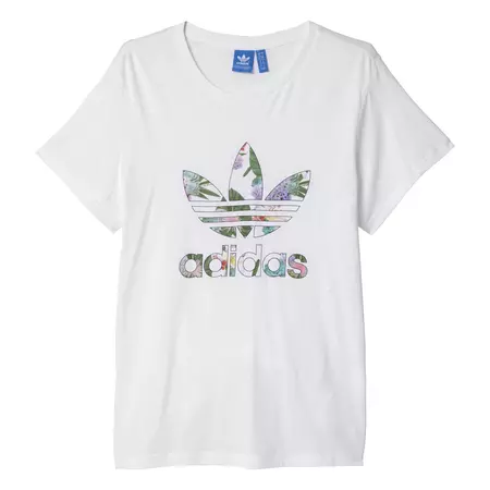 Adidas Originals Mujer Camiseta Boyfriend Trefoil Floral (blanco)