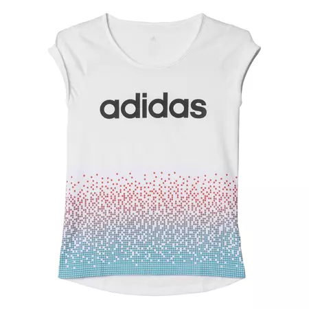Adidas Junior Girls Camiseta Wardrobe Fun  (blanco/negro/azul)