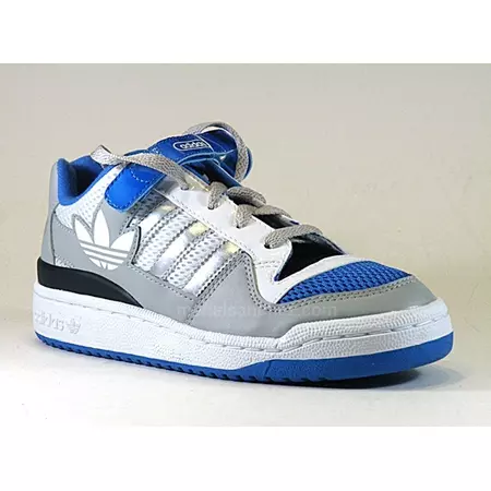 Adidas Forum Low Niño (gris/blanco/azul)(36-40)