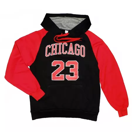 Sudadera Básica Capucha Chicago Nº 23 (negro/rojo)