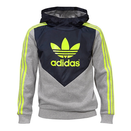 Adidas Original Sudadera Fun H Flock Niño (gris/navy/lima)