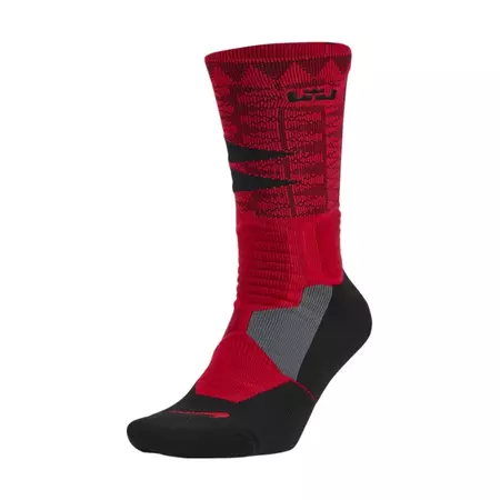 Calcetines LeBron Hyper Elite Crew (657/rojo/negro)