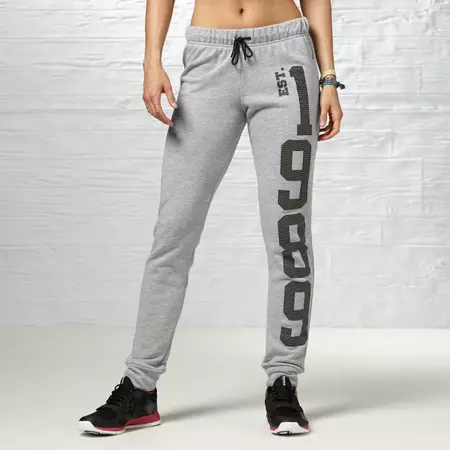 Reebok Pantalón Mujer Aerobics Look Fit Cuffet (gris/blanco)