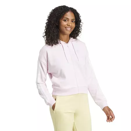 Adidas Essentials 3-Stripes Full-Zip Hoodie "Pink"