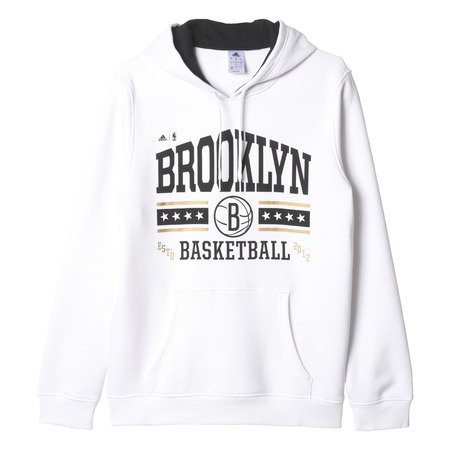 Adidas NBA Washed Pullover Hoody Brooklyn Nets (Blanco/Negro)