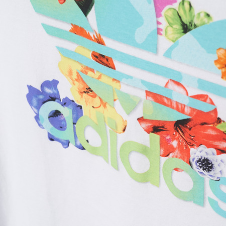 Adidas Originals Flower Trefoil Logo J Tee (White/Multicolor)
