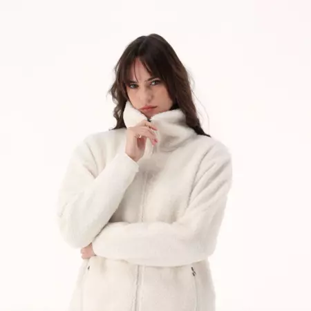 Campagnolo Women's faux fur teddy zip-up sweatshirt "Avorio"