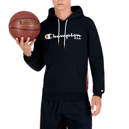 Champion Basketball USA Script Logo Tape Fleece Hoodie "Navy"