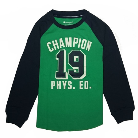 Champion Camiseta Niño M/L Atlhletic Logo Crewneck T-Shirt  (verde)