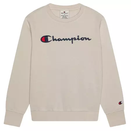Champion Embroidered Big Logo Crewneck Sweatshirt "Beige"