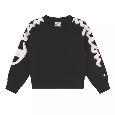 Champion Girls Legacy Logo Crewneck Sweatshirt "Black"