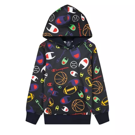 Champion Kids Legacy Basketball Print Fleece Hooded Sweatshirt