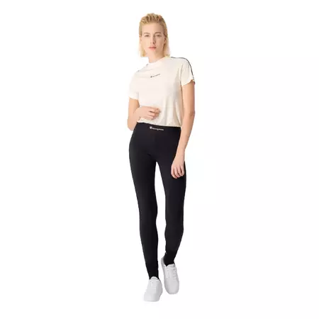 Champion Legacy Contrast Trim Cotton Leggings "Black"
