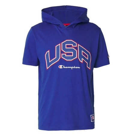 Champion Sport Lifestyle Basketball USA Logo Comfort Fit T-Shirt Hooded "Nautical Blue"