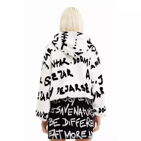 Desigual All-Over Manifesto Text Oversize Hoodie