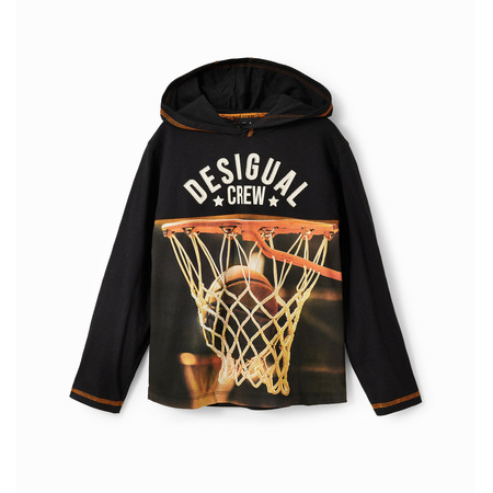 Desigual Basketball Hooded T-shirt "Black"