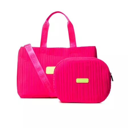 Desigual Duffle Bag Pleats Pink