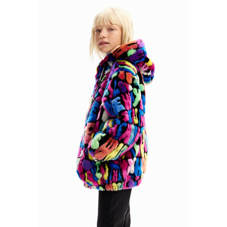 Desigual Girls Multicolour Fur-effect Jacket "Tutti Fruti"