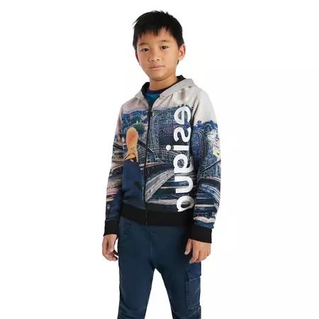 Desigual Kids Hooded Horizonte Print Sweatshirt