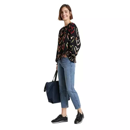 Desigual Loose Crepe Hearts Blouse