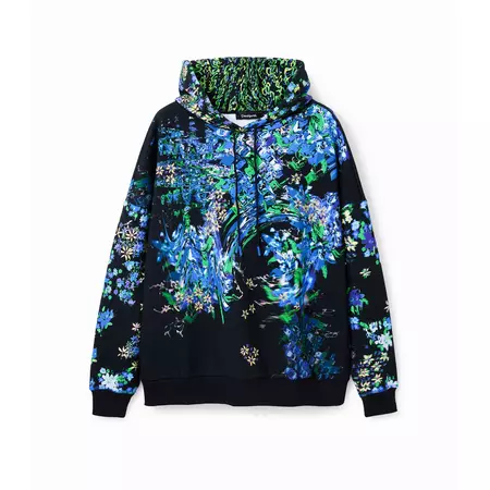 Desigual Oversize Floral Hoodie "Royal"