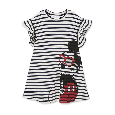 Desigual Girls Striped Mickey Mouse Dress