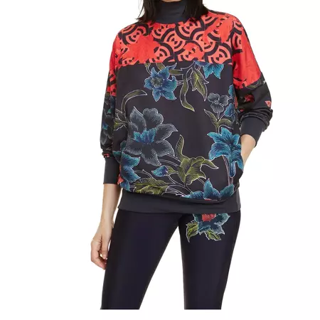 Sac De Sport Desigual Tube Geopatch - Motif Floral Lima - Bleu - Polyester - Neuf Avec étiquettes