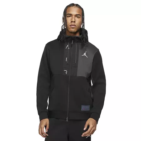 Jordan Air Men's Fleece Full-Zip Hoodie "Black"