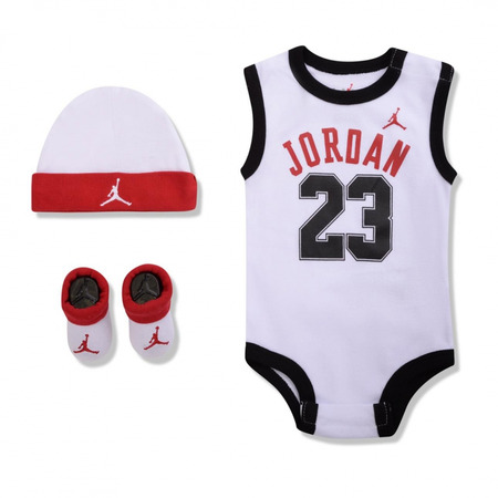 Jordan Infants J23 Jersey/hat/bodysuit/bootie 3 Piece Set (0-6M) "White"