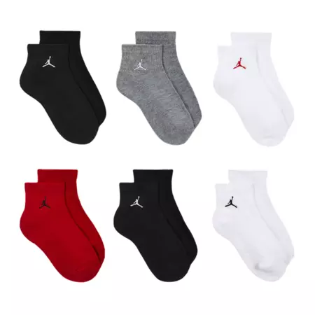 Jordan Kids JDB Everyday Essentials Ankle 6 PPack Socks "Gym Red"