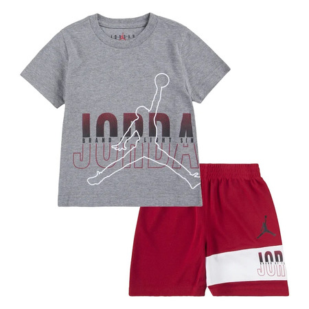 Jordan Kids JDB Jumpman Wrap Logo Tee and Short Set "Gym red-Carbono"