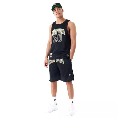 New Era Arch Logo Mesh Shorts "Black"