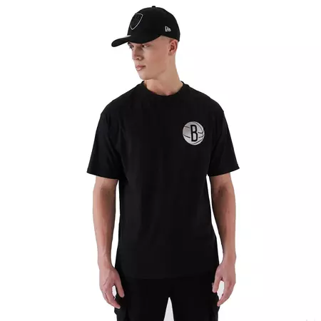 New Era NBA Brooklyn Nets Metallic Tee "Black-Silver"