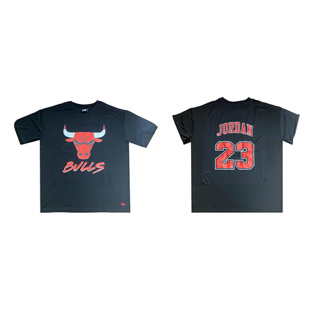 New Era NBA Chicago Bulls Logo Script Mesh Oversize Tee "Black"